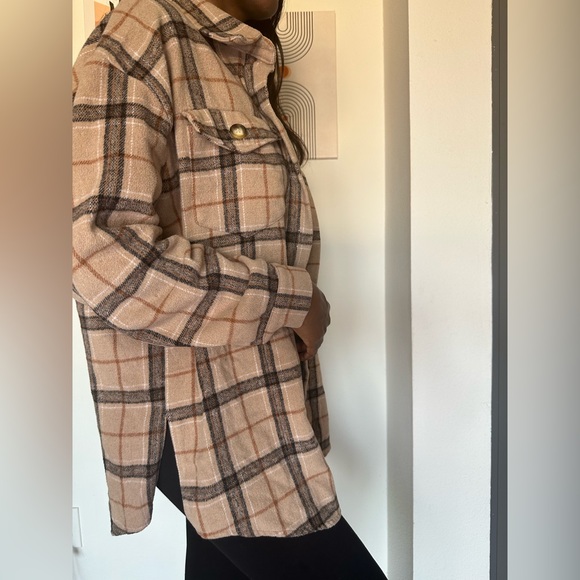 Sarah Ashcroft x Missguided Brown Oversized Check Print Women’s Shacket (US 4) - Picture 3 of 8